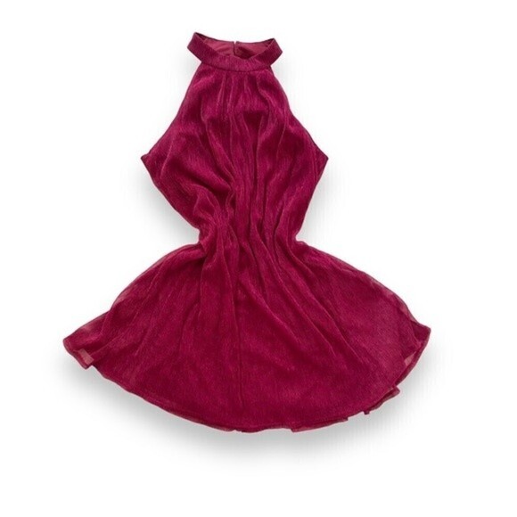 Nine West Dresses Nine West Mockneck SleevelesSwing Mini Dress Metallic Burgundy - Picture 8 of 15